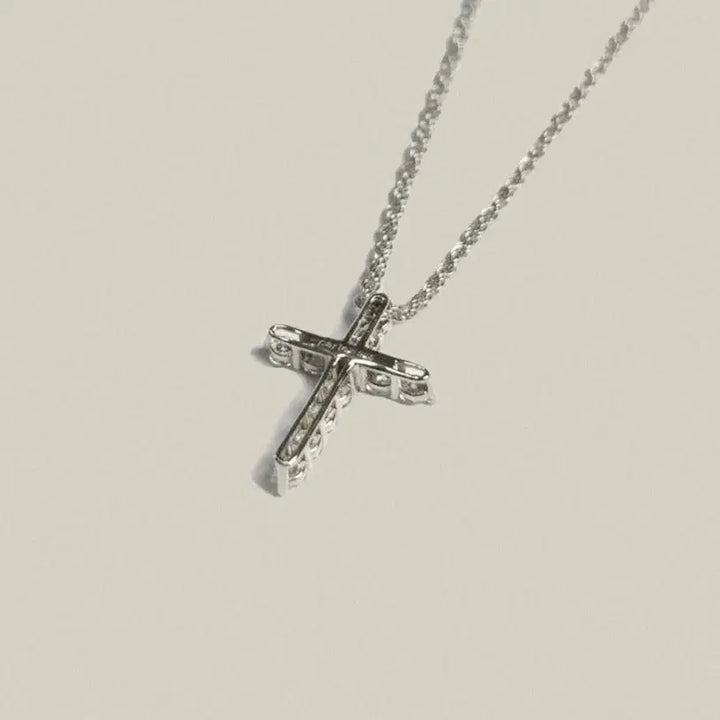 [BUNJANG] Partez Sterling Silver Cross Pendant Necklace (Moissanite, 50+5cm Chain) / Partez 파르테즈 십자가 목걸이 S사이즈