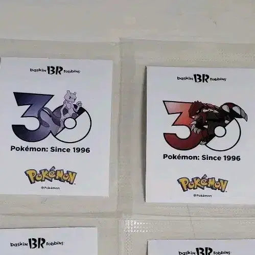 [BUNJANG] Baskin Robbins Pokemon 30th Anniversary Logo Sticker - Mewtwo &amp; Groudon / 배스킨라빈스 포켓몬 30주년 로고스티커 띠부씰 뮤츠 그란돈 판매 교환