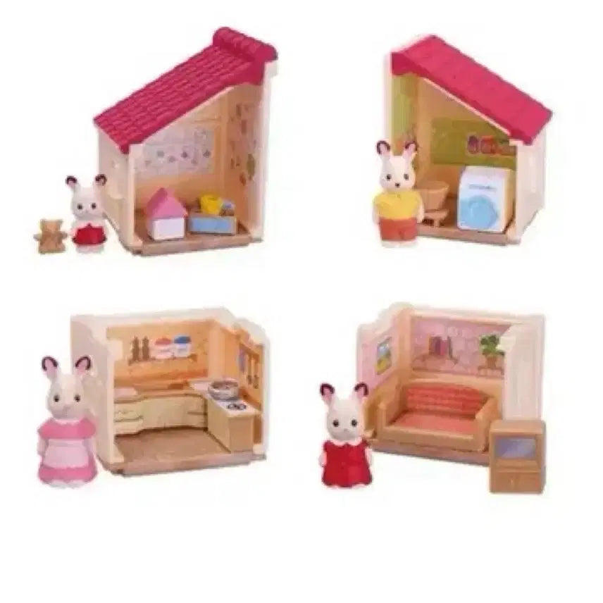 [BUNJANG] Sylvanian Families Mini Forest Red House Double-Story House Gacha Set / 새상품, 세트) 실바니안 미니 숲속의 붉은집 이층집 가챠