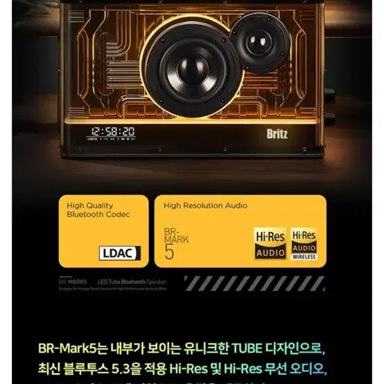 [BUNJANG] Britz Bluetooth 5.3 Hi-Res Speaker RGB LED BR-MARK5 / 브리츠 블루투스 5.3 Hi-Res 스피커 RGB LED BR-MARK5