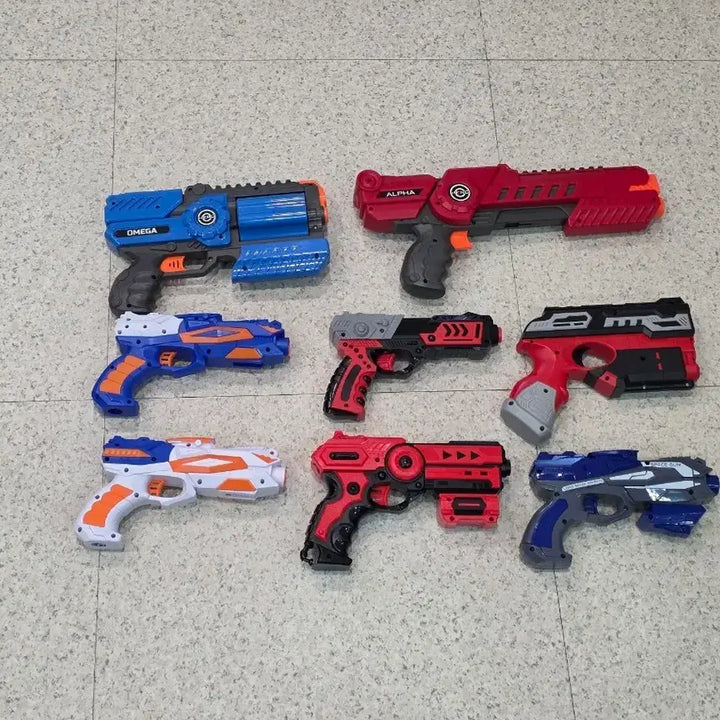 [BUNJANG] Toy Gun Sponge Gun Set (8 Types) - Omega, Alpha, Space Gun / 장난감총 스펀지건 너프건 8종 세트 오메가 알파 스페이스건 일괄