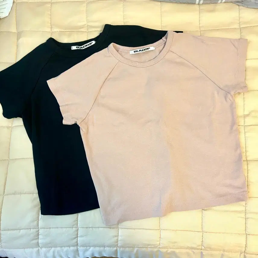 [BUNJANG] Black Up B-BASIC Standard Raglan Short Sleeve T-shirts (Set of 2) / 블랙업 [B-BASIC] 스탠다드 나그랑 반팔티 2장