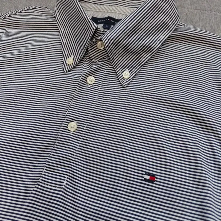 [BUNJANG] Tommy Hilfiger Button-Down Stripe Polo Shirt L / 타미힐피거 버튼다운 스트라이프 카라티L