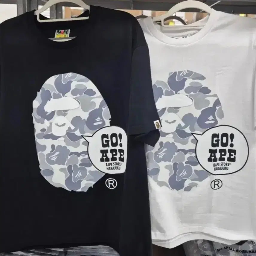[BUNJANG] BAPE Harajuku Short Sleeve T-Shirt Black White / 정품/무료배송) 베이프 하라주쿠 반팔 , 블랙 화이트