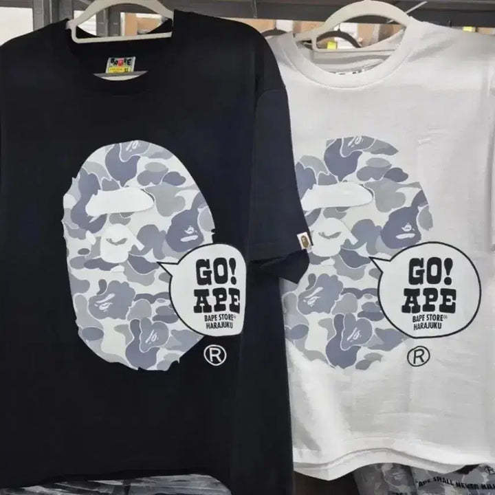 [BUNJANG] BAPE Harajuku Short Sleeve T-Shirt Black White / 정품/무료배송) 베이프 하라주쿠 반팔 , 블랙 화이트