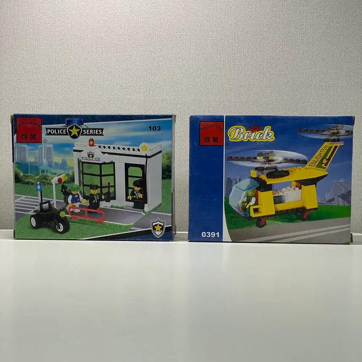 [BUNJANG] Enlighten Brick Police Station &amp; Helicopter Building Blocks Set / 고전 Enlighten Brick 계몽블럭 중국 호환 블럭 103, 03