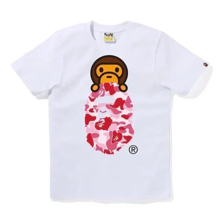 [BUNJANG] BAPE ABC Camo Milo On Ape Head T-Shirt White/Pink (Women&