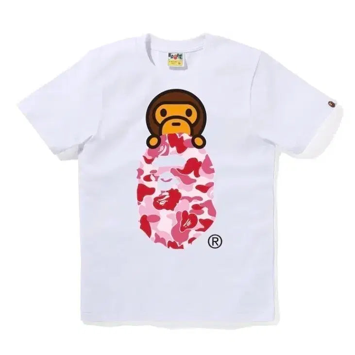[BUNJANG] BAPE ABC Camo Milo On Ape Head T-Shirt White/Pink (Women&