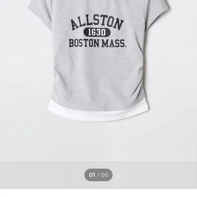 [BUNJANG] SPAO ALLSTON Layered Short-Sleeve T-Shirt Grey / 새상품) 스파오 ALLSTON 레이어드 반팔티 그레이