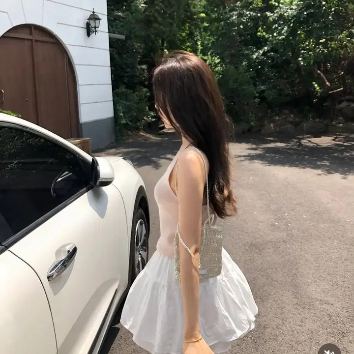 [BUNJANG] LeVain Ella Layer Skirt White / 르베인  엘라 레이어 스커트 화이트