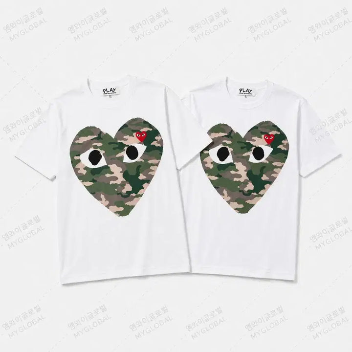[BUNJANG] Comme des Garçons PLAY Camouflage Heart T-Shirt White / 정품/무료배송) 플레이 꼼데가르송 카모플라주 하트  반팔