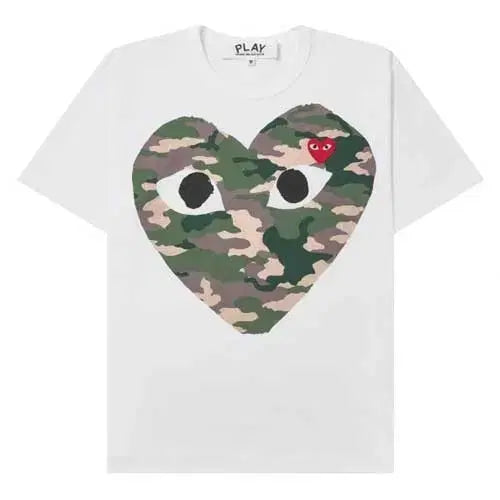 [BUNJANG] Comme des Garçons PLAY Camouflage Heart T-Shirt White / 정품/무료배송) 플레이 꼼데가르송 카모플라주 하트  반팔