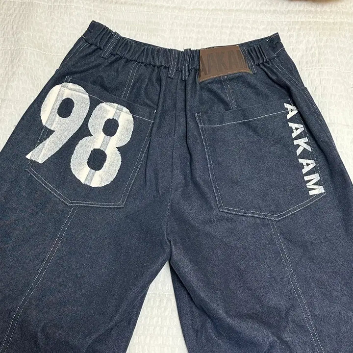[BUNJANG] AKAM 98 Printed Knee Pin-tuck Denim Pants (Blue) / 아캄 데님팬츠