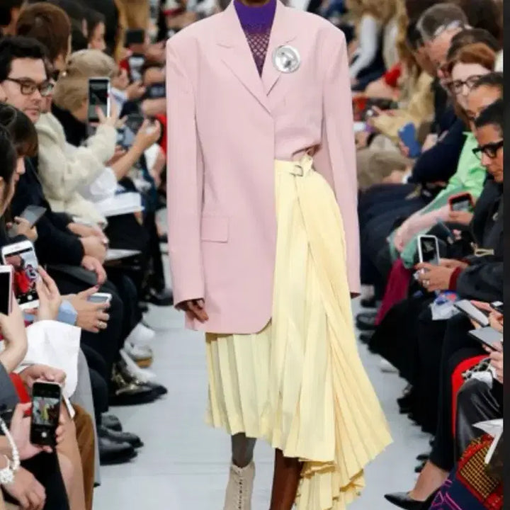 [BUNJANG] Old Celine Yellow Pleated Skirt Size 34 / 올드 셀린느 옐로우 플리츠 스커트 34사이즈