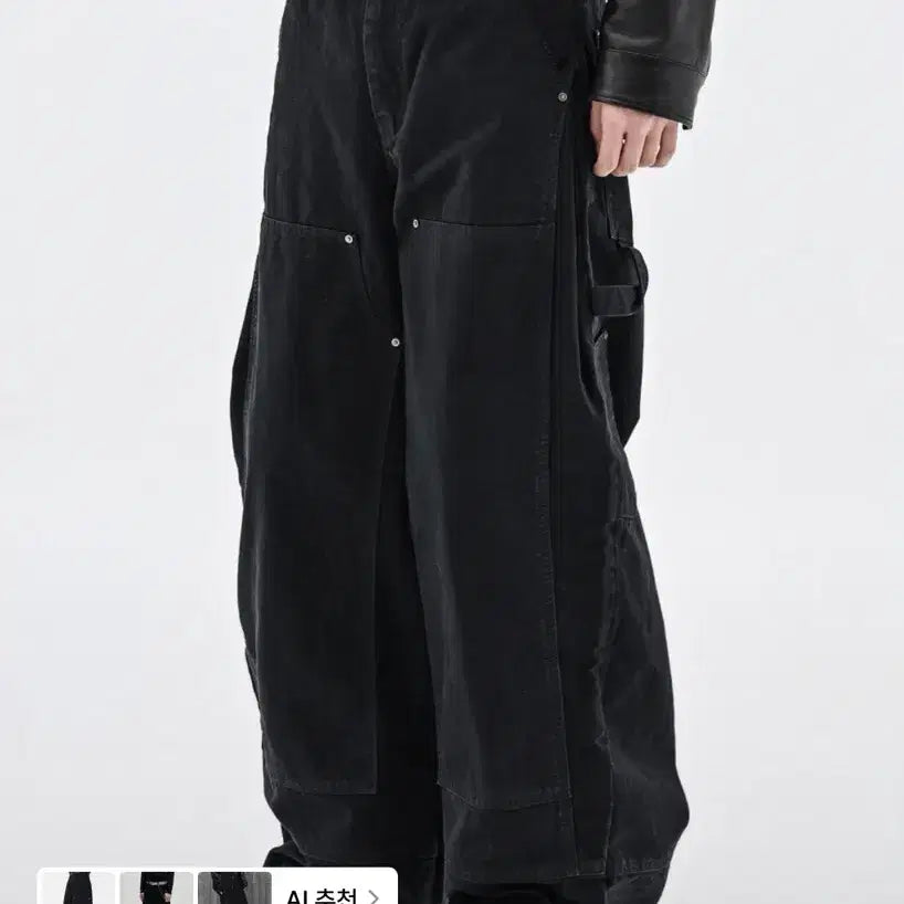 [BUNJANG] LPA Void Double Knee Carpenter Pants Washed Black / (풀박스) 로파이 보이드 더블니 카펜터 팬츠 (워시드 블랙) L사이즈