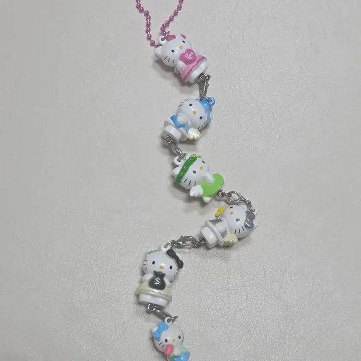 [BUNJANG] Hello Kitty Angel Kitty Lucky Charm Strap Keychain Figure Set / 고전키티 엔젤키티 운세 줄줄이 스트랩 키링 키티피규어