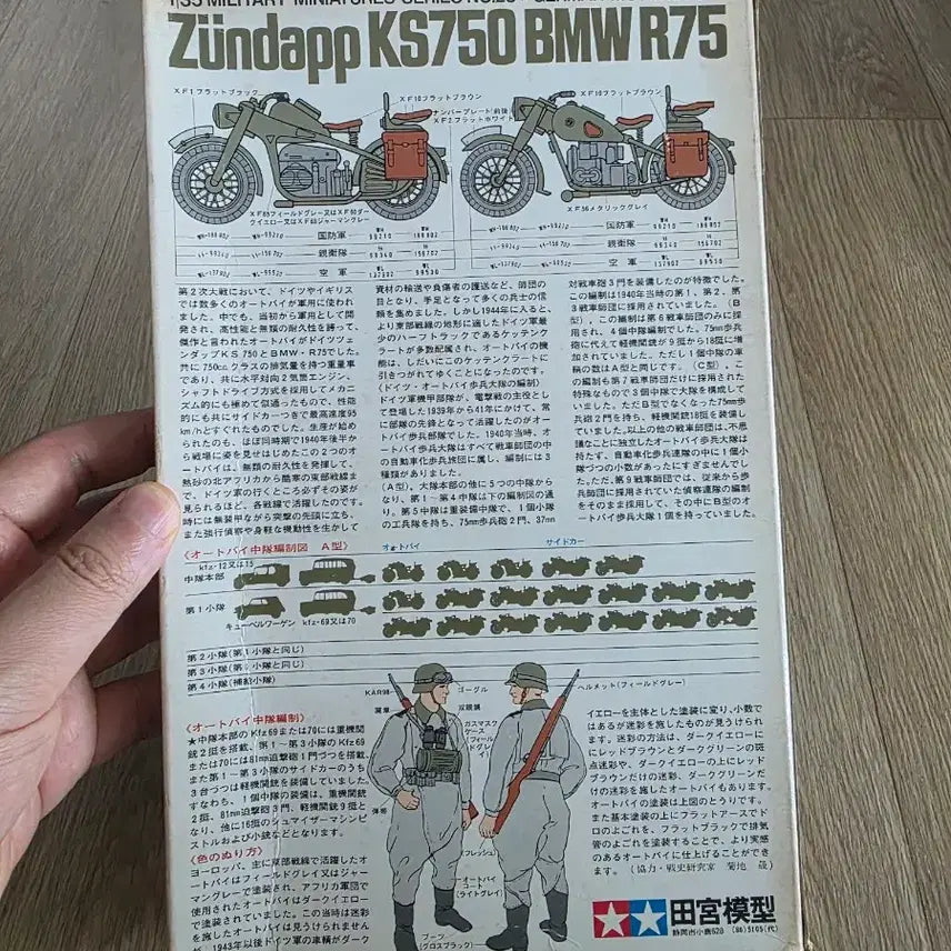 [BUNJANG] Tamiya 1/35 Scale German Zundapp KS750 &amp; BMW R75 Motorcycle Set (Vintage Kit) / 고전프라 타미야 1/35 독일 Zundapp KS750&amp;BMW R75