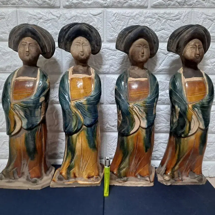 [BUNJANG] Tang Dynasty Tricolor Ceramic Figures of Beauties (Set of 4) / 당삼채 여인들 미인대회ㅡ일괄판매