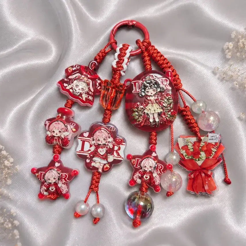 [BUNJANG] Handmade Beaded Keychain with Red Knot / 끈매듭 핸드메이드 비즈키링3