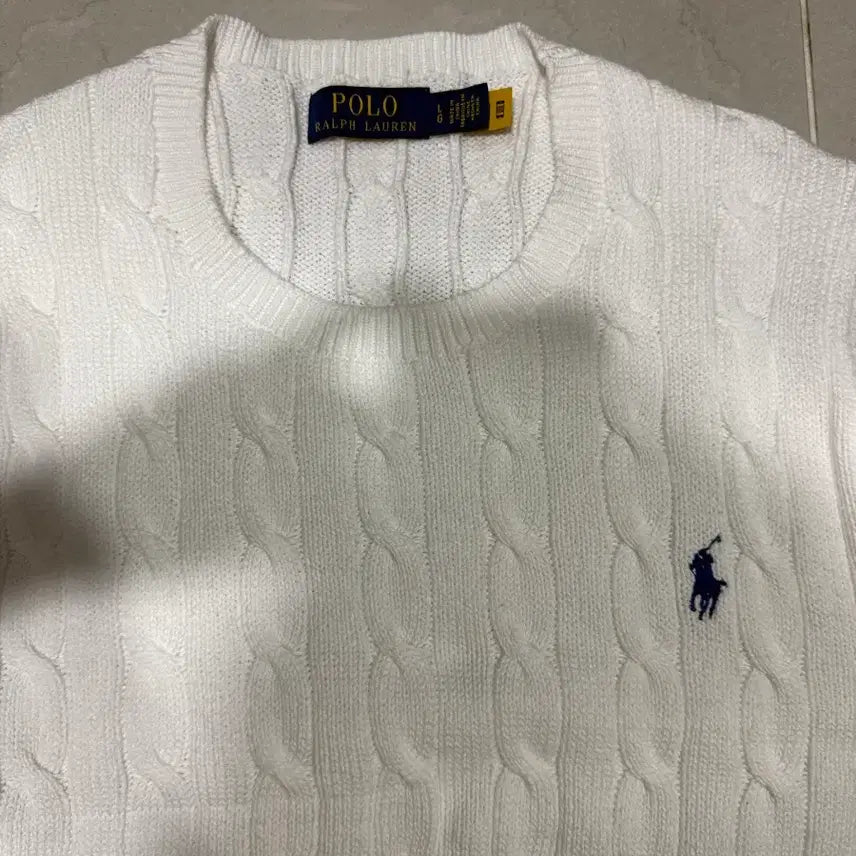 [BUNJANG] Polo Cable Knit Short Sleeve T-Shirt - White, Size L / [당일출고,L사이즈] 새상품급 폴로 케이블 반팔 니트