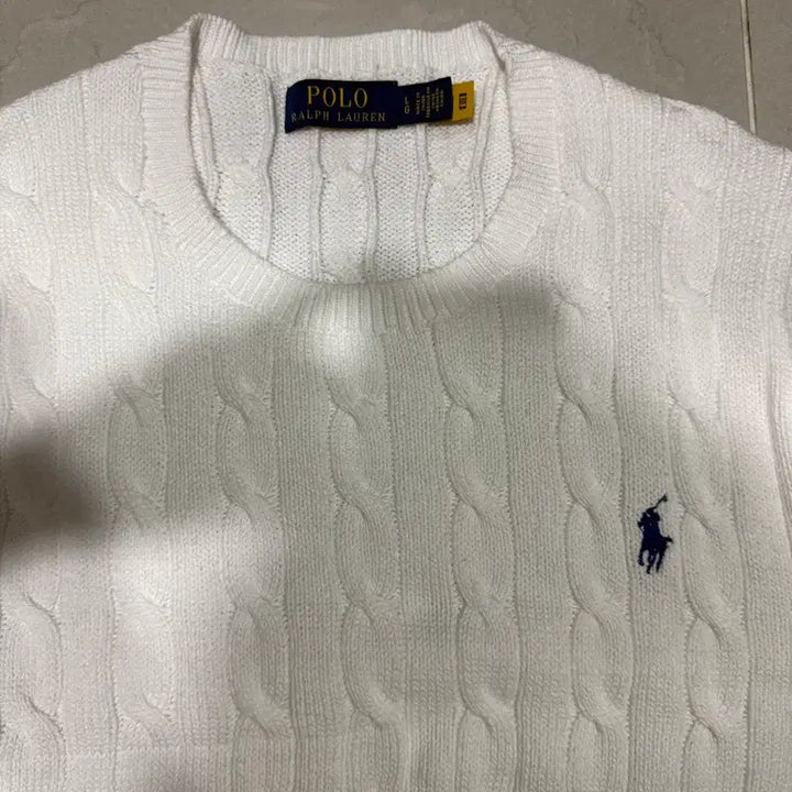 [BUNJANG] Polo Cable Knit Short Sleeve T-Shirt - White, Size L / [당일출고,L사이즈] 새상품급 폴로 케이블 반팔 니트