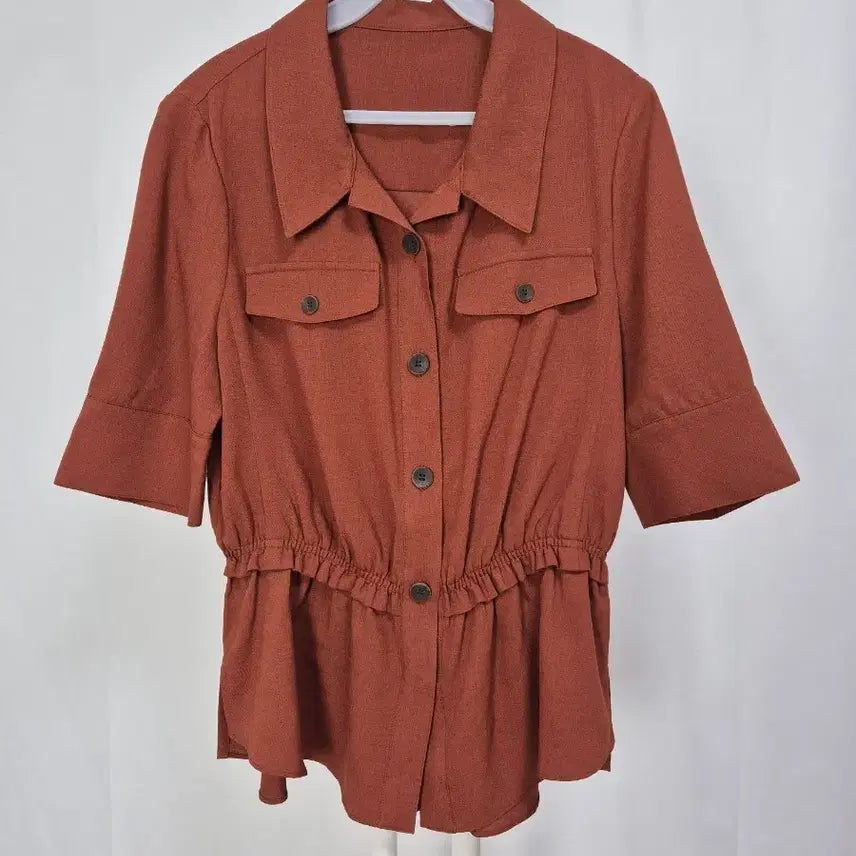[BUNJANG] Celeb Shop Shirt Blouse Deep Brown / 셀렙샵  셔츠형 블라우스 찐브라운