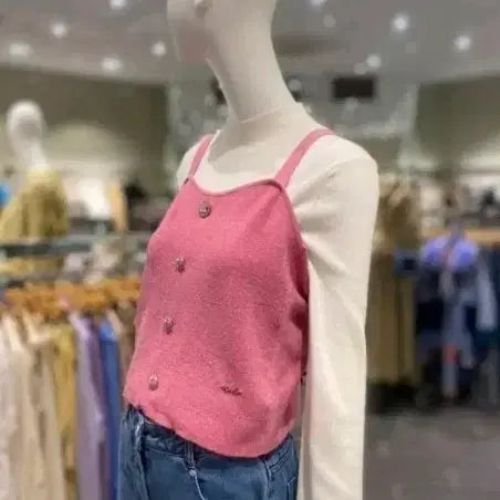 [BUNJANG] Ozweego 23SS Pink Bustier Layered Top / 23SS/오즈쎄컨 핑크 뷔스티에 나시 레이어드