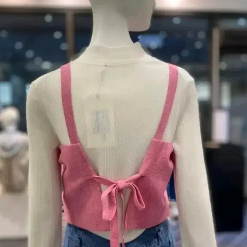 [BUNJANG] Ozweego 23SS Pink Bustier Layered Top / 23SS/오즈쎄컨 핑크 뷔스티에 나시 레이어드