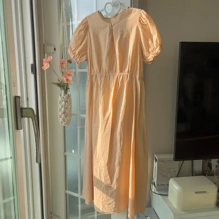 [BUNJANG] Yellow Puff Sleeve Dress / 연노랑 퍼프 소매 원피스 -옷장정리