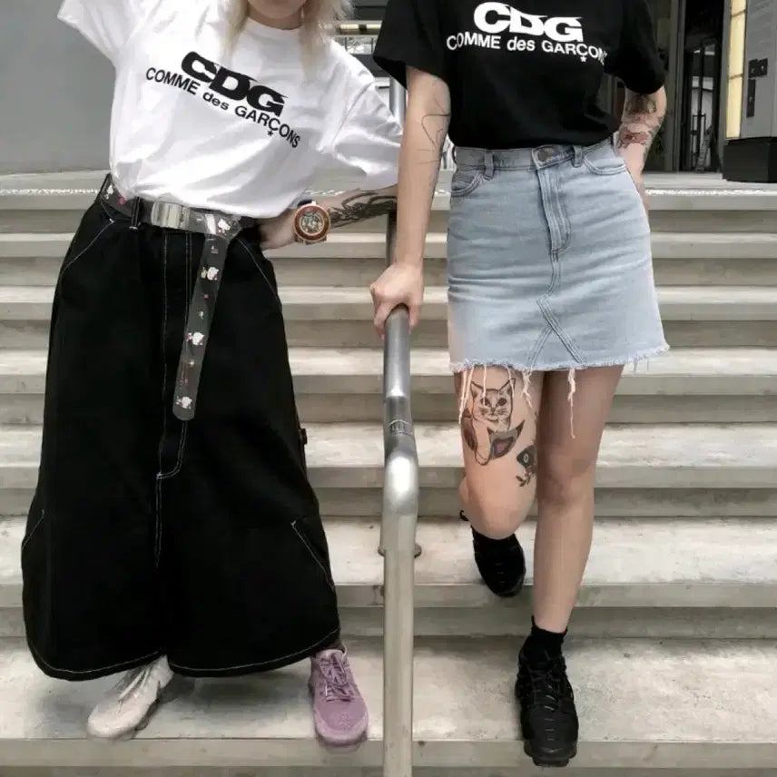 [BUNJANG] Comme des Garçons CDG Black/White Short Sleeve T-Shirt (Unsealed, New) / 꼼데가르송 CDG 반팔 티셔츠 블랙/화이트 미개봉 새상품