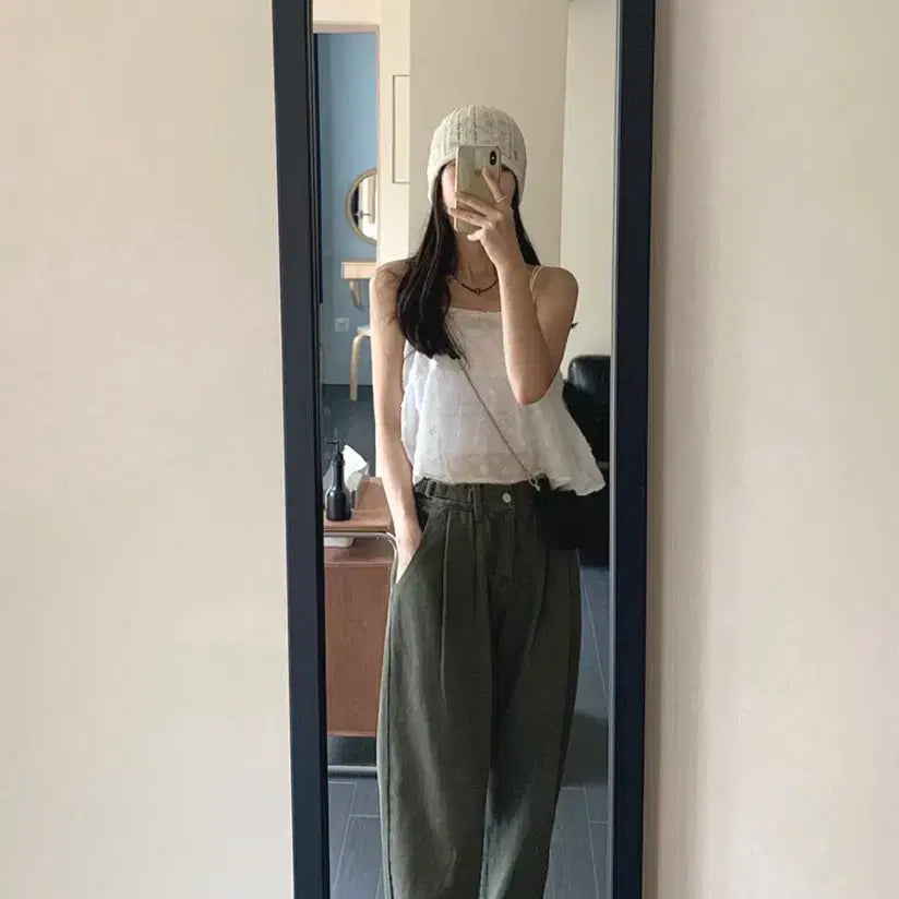 [SOLD OUT] 고고싱 투스트랩 와이드 팬츠 카키