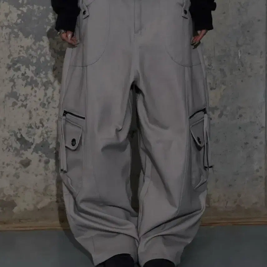 [BUNJANG] Fancy Club Cross Pocket Cargo Pants Pink Beige Size 1 / 팬시클럽 크로스 포켓 카고 핑크베이지 1사이즈