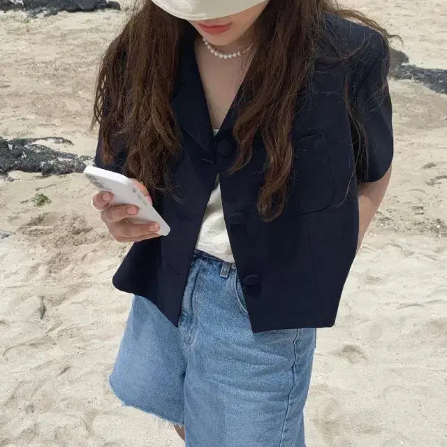 [BUNJANG] Without Summer Spoon Jacket (Navy) / 위드아웃썸머_ spoon 자켓 (navy)