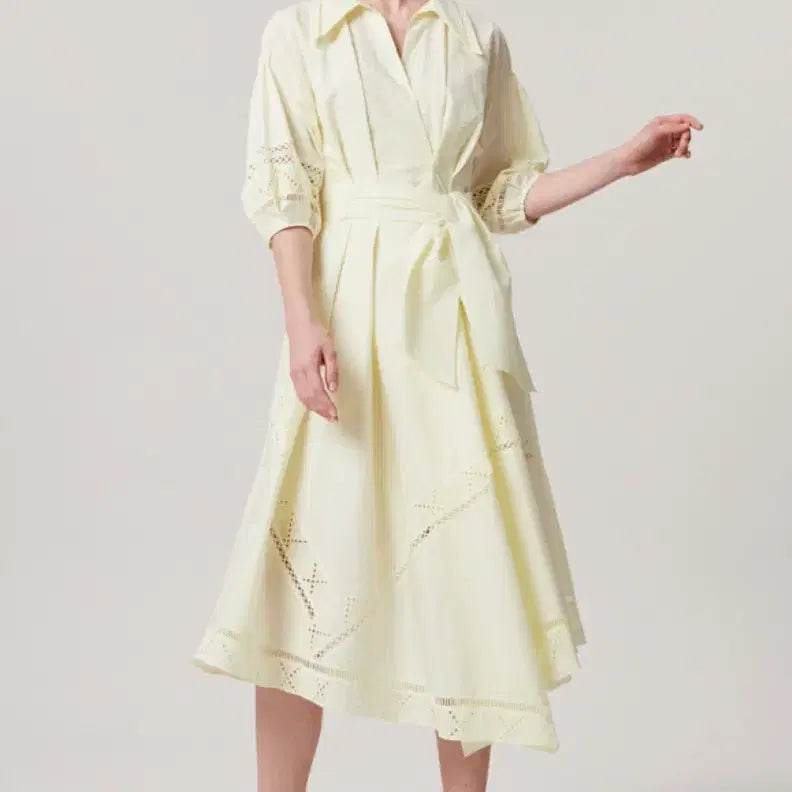 [BUNJANG] TIME Eyelet Lace Block Dress / TIME 타임 아일렛 레이스 블록 드레스