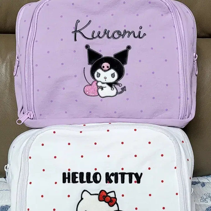 [BUNJANG] Sanrio Kuromi Hello Kitty Travel Pouch Set / 쿠로미 헬로키티 파우치 세트