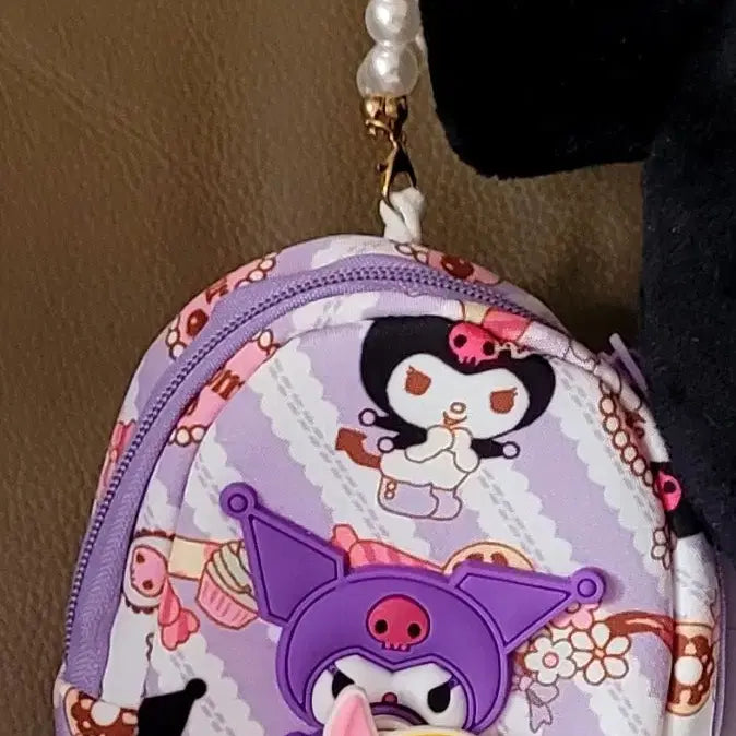 [BUNJANG] Sanrio Genuine Kuromi Rockstar Plush Doll + Mini Backpack Keyring Set / 산리오 정품 쿠로미 인형+미니백+키링 세트(새상품)