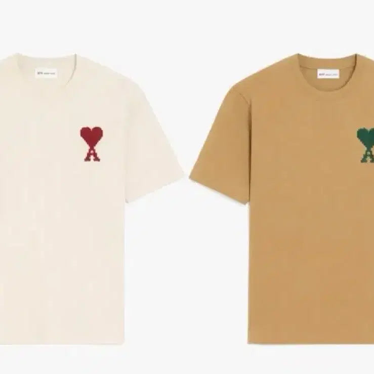 [BUNJANG] AMI Big Logo Short Sleeve T-Shirt Ivory/Beige / 아미 빅로고 반팔 티셔츠 아이보리/베이지