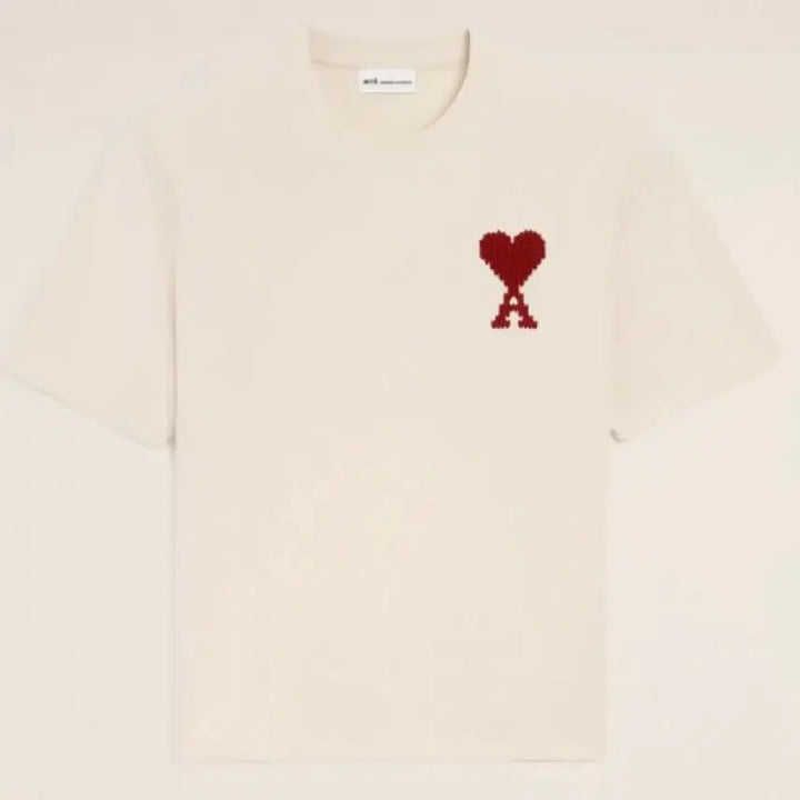 [BUNJANG] AMI Big Logo Short Sleeve T-Shirt Ivory/Beige / 아미 빅로고 반팔 티셔츠 아이보리/베이지