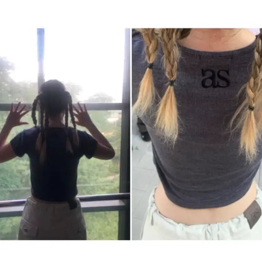 [BUNJANG] AZONE Back Logo Point Top Charcoal / 애즈온 back logo point top 차콜