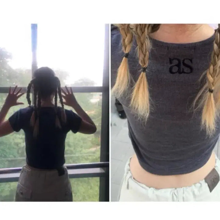 [BUNJANG] AZONE Back Logo Point Top Charcoal / 애즈온 back logo point top 차콜