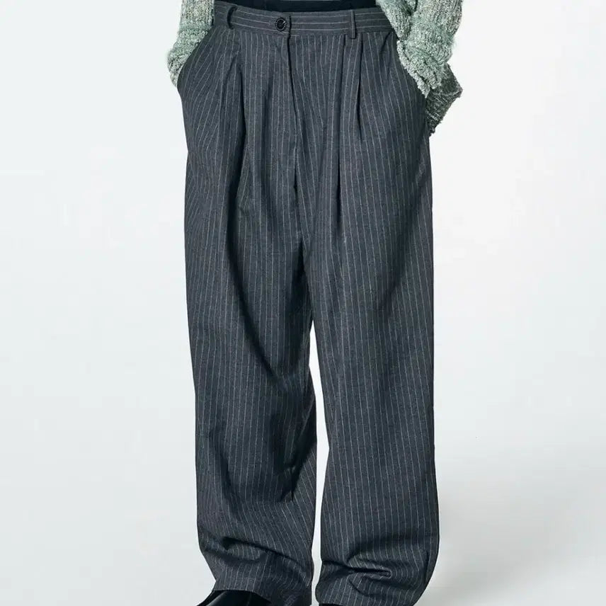 [BUNJANG] Sculptor Peekaboo Lowrise Pintuck Pants Gray / 스컬프터 Peekaboo Lowrise Pintuck Pants Gray