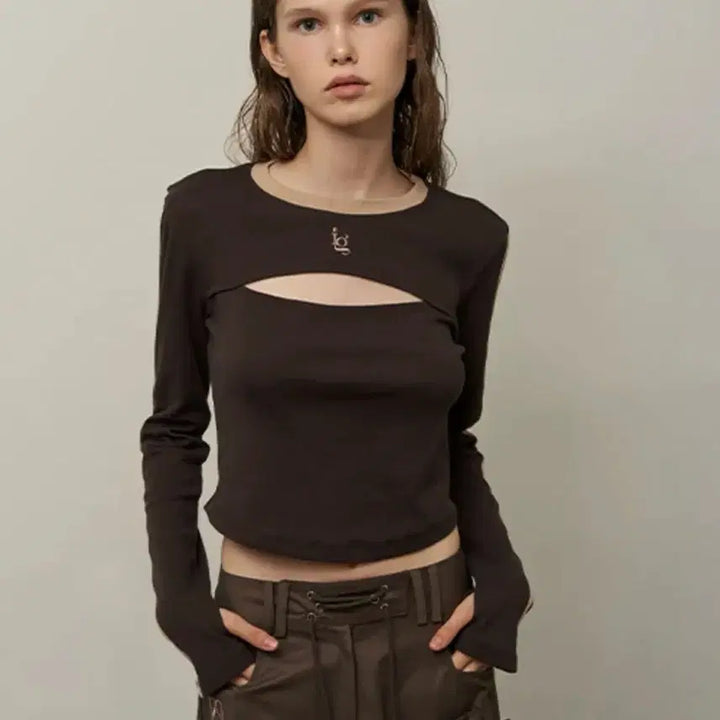[BUNJANG] Illiy 3 Cutout Long Sleeve Brown / 일리고 IG 컷아웃 롱 슬리브 브라운