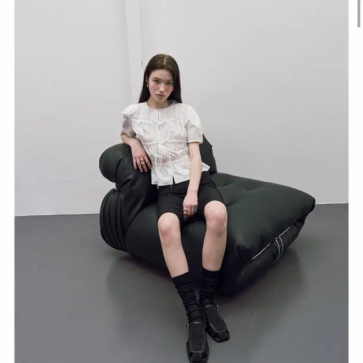 [BUNJANG] RAVE Ribbon Shirring Blouse M / 레이브 리본 셔링 블라우스 m
