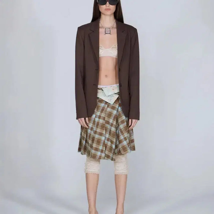 [SOLD OUT] 스컬프터 folded waist plaid skirt S