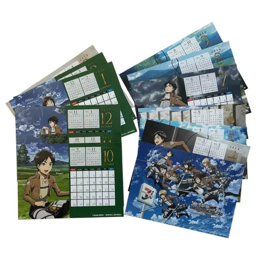 [BUNJANG] Attack on Titan x 7-Eleven Collaboration 2014 Desk Calendar / [고전] 진격의 거인 x 세븐일레븐 콜라보 2014 탁상 달력