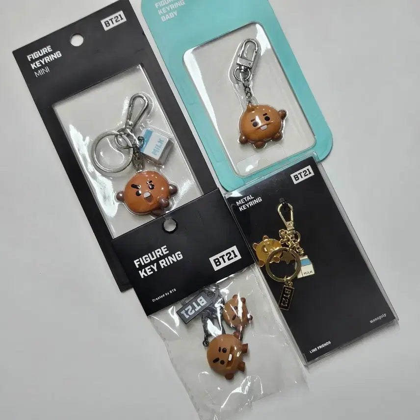 [BUNJANG] BTS BT21 Shooky Keyring Bundle Set (Mini, Baby, Regular, Metal) / [BTS] 방탄소년단 bt21 슈키 키링 4종 일괄 판매
