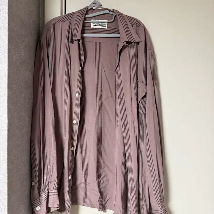 [BUNJANG] Wacko Maria Purple Stripe Open Collar Shirt XL / 와코마리아 퍼플 스트라이프 오픈 칼라 셔츠 XL