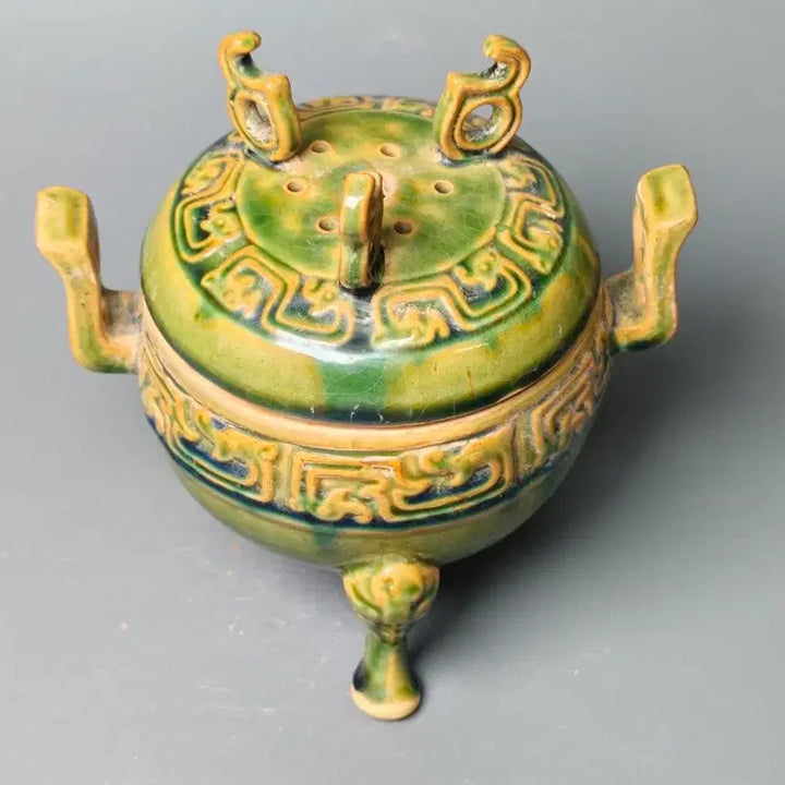 [BUNJANG] Song Dynasty Sancai Glazed Tripod Censer - Chinese Antique Porcelain Collectible / 송대 삼채유 고족정 도자기 향로 중국도자기 골동품 고미술품 수집품 도자기