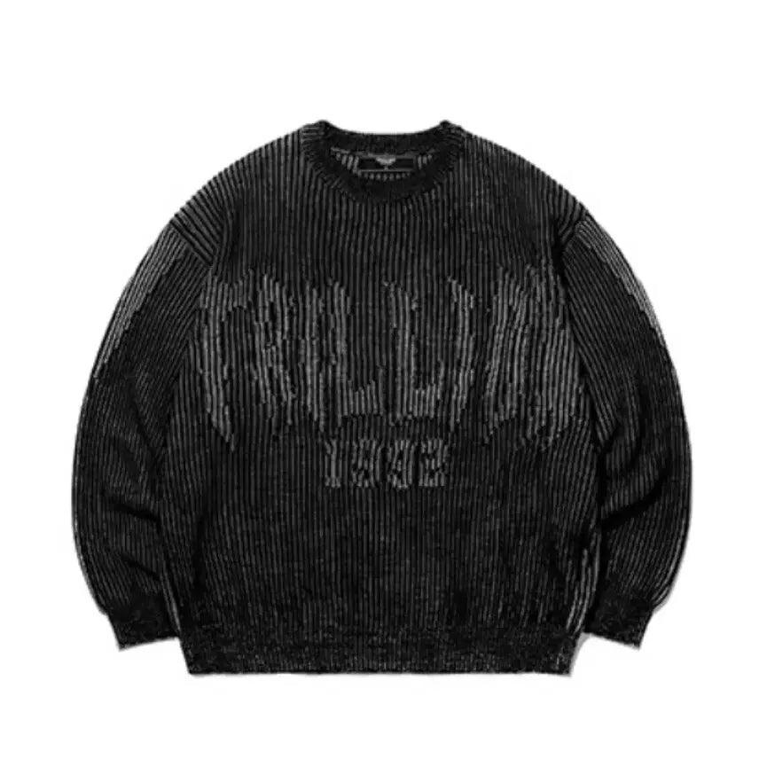 [BUNJANG] Trillion Washable Two-tone Crewneck Graphic Knit Black / 트릴리온 워셔블 투톤 크루넥 그래픽 니트 블랙