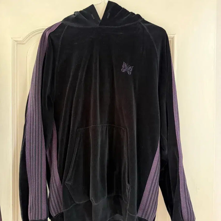 [BUNJANG] Needles Velour Track Hoodie Black / 니들스 벨루어 트랙 후디